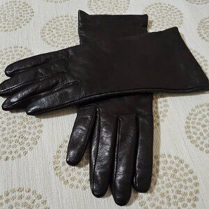 RICH BROWN LEATHER GLOVES with CASHMERE LINING by FOWNES BROTHERS SIZE S